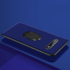 Funda Silicona Carcasa Ultrafina Goma con Magnetico Anillo de dedo Soporte T04 para Samsung Galaxy S10 Plus Azul