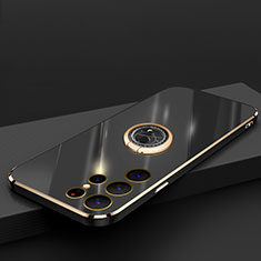 Funda Silicona Carcasa Ultrafina Goma con Magnetico Anillo de dedo Soporte T04 para Samsung Galaxy S23 Ultra 5G Negro