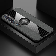 Funda Silicona Carcasa Ultrafina Goma con Magnetico Anillo de dedo Soporte T04 para Xiaomi Mi Note 10 Gris Oscuro