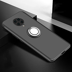 Funda Silicona Carcasa Ultrafina Goma con Magnetico Anillo de dedo Soporte T04 para Xiaomi Redmi K30 Pro 5G Negro