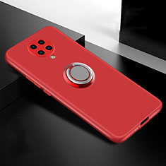 Funda Silicona Carcasa Ultrafina Goma con Magnetico Anillo de dedo Soporte T04 para Xiaomi Redmi K30 Pro Zoom Rojo