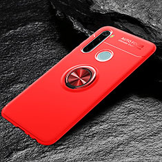 Funda Silicona Carcasa Ultrafina Goma con Magnetico Anillo de dedo Soporte T04 para Xiaomi Redmi Note 8 (2021) Rojo