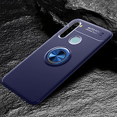 Funda Silicona Carcasa Ultrafina Goma con Magnetico Anillo de dedo Soporte T04 para Xiaomi Redmi Note 8 Azul