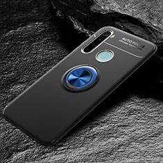 Funda Silicona Carcasa Ultrafina Goma con Magnetico Anillo de dedo Soporte T04 para Xiaomi Redmi Note 8 Azul y Negro