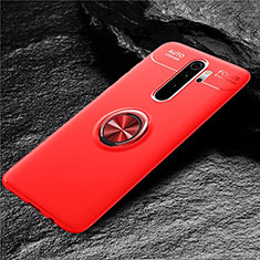 Funda Silicona Carcasa Ultrafina Goma con Magnetico Anillo de dedo Soporte T04 para Xiaomi Redmi Note 8 Pro Rojo