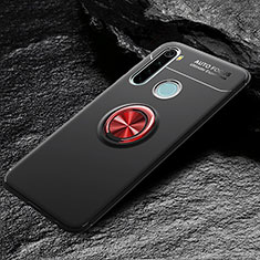 Funda Silicona Carcasa Ultrafina Goma con Magnetico Anillo de dedo Soporte T04 para Xiaomi Redmi Note 8T Rojo y Negro