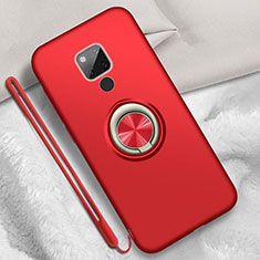 Funda Silicona Carcasa Ultrafina Goma con Magnetico Anillo de dedo Soporte T05 para Huawei Mate 20 X 5G Rojo