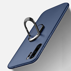 Funda Silicona Carcasa Ultrafina Goma con Magnetico Anillo de dedo Soporte T05 para Huawei P30 Pro New Edition Azul