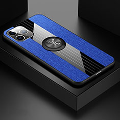Funda Silicona Carcasa Ultrafina Goma con Magnetico Anillo de dedo Soporte T06 para Apple iPhone 11 Pro Azul