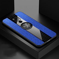 Funda Silicona Carcasa Ultrafina Goma con Magnetico Anillo de dedo Soporte T06 para Huawei Mate 20 X 5G Azul