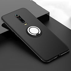 Funda Silicona Carcasa Ultrafina Goma con Magnetico Anillo de dedo Soporte T06 para Xiaomi Mi 9T Negro