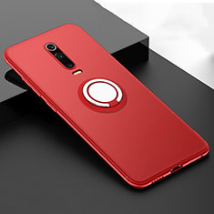 Funda Silicona Carcasa Ultrafina Goma con Magnetico Anillo de dedo Soporte T06 para Xiaomi Mi 9T Pro Rojo