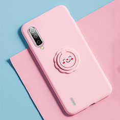 Funda Silicona Carcasa Ultrafina Goma con Magnetico Anillo de dedo Soporte T06 para Xiaomi Mi A3 Rosa