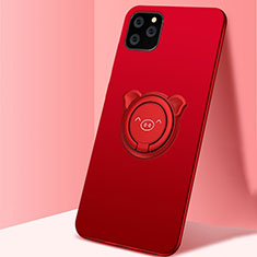 Funda Silicona Carcasa Ultrafina Goma con Magnetico Anillo de dedo Soporte T07 para Apple iPhone 11 Pro Rojo