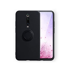 Funda Silicona Carcasa Ultrafina Goma con Magnetico Anillo de dedo Soporte T07 para Xiaomi Mi 9T Negro