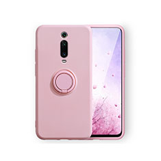 Funda Silicona Carcasa Ultrafina Goma con Magnetico Anillo de dedo Soporte T07 para Xiaomi Mi 9T Rosa