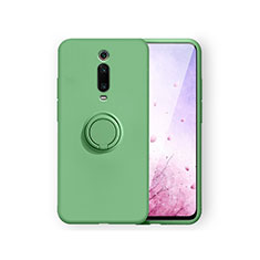 Funda Silicona Carcasa Ultrafina Goma con Magnetico Anillo de dedo Soporte T07 para Xiaomi Redmi K20 Verde