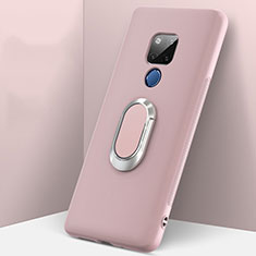 Funda Silicona Carcasa Ultrafina Goma con Magnetico Anillo de dedo Soporte T08 para Huawei Mate 20 X 5G Rosa