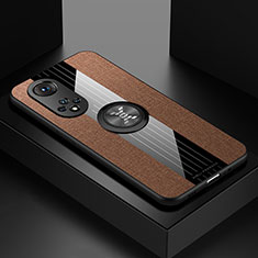 Funda Silicona Carcasa Ultrafina Goma con Magnetico Anillo de dedo Soporte X01L para Huawei Honor 50 Pro 5G Marron