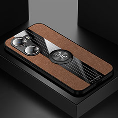 Funda Silicona Carcasa Ultrafina Goma con Magnetico Anillo de dedo Soporte X01L para Huawei Honor 60 5G Marron