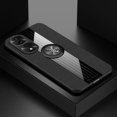 Funda Silicona Carcasa Ultrafina Goma con Magnetico Anillo de dedo Soporte X01L para Huawei Honor 70 Pro 5G Negro