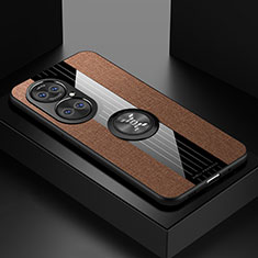 Funda Silicona Carcasa Ultrafina Goma con Magnetico Anillo de dedo Soporte X01L para Huawei P50 Pro Marron