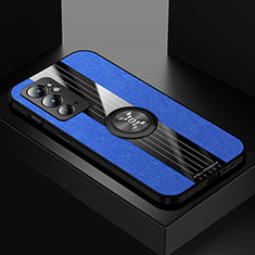 Funda Silicona Carcasa Ultrafina Goma con Magnetico Anillo de dedo Soporte X01L para OnePlus 9RT 5G Azul