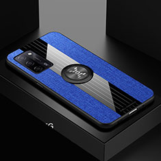 Funda Silicona Carcasa Ultrafina Goma con Magnetico Anillo de dedo Soporte X01L para Oppo A53s 5G Azul