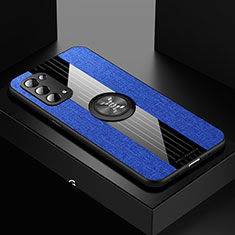 Funda Silicona Carcasa Ultrafina Goma con Magnetico Anillo de dedo Soporte X01L para Oppo A54 5G Azul