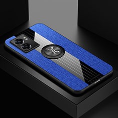Funda Silicona Carcasa Ultrafina Goma con Magnetico Anillo de dedo Soporte X01L para Oppo A77 5G Azul