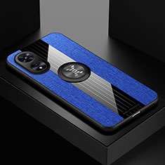 Funda Silicona Carcasa Ultrafina Goma con Magnetico Anillo de dedo Soporte X01L para Oppo A78 5G Azul