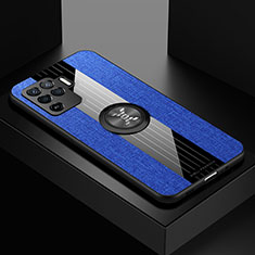 Funda Silicona Carcasa Ultrafina Goma con Magnetico Anillo de dedo Soporte X01L para Oppo F19 Pro Azul