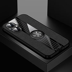 Funda Silicona Carcasa Ultrafina Goma con Magnetico Anillo de dedo Soporte X01L para Oppo F21s Pro 5G Negro