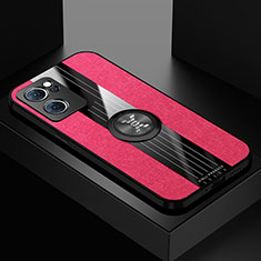 Funda Silicona Carcasa Ultrafina Goma con Magnetico Anillo de dedo Soporte X01L para Oppo Find X5 Lite 5G Rojo