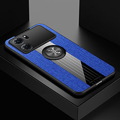 Funda Silicona Carcasa Ultrafina Goma con Magnetico Anillo de dedo Soporte X01L para Oppo K10 5G Azul