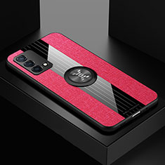 Funda Silicona Carcasa Ultrafina Goma con Magnetico Anillo de dedo Soporte X01L para Oppo K9 5G Rojo