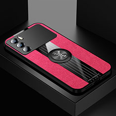Funda Silicona Carcasa Ultrafina Goma con Magnetico Anillo de dedo Soporte X01L para Oppo K9 Pro 5G Rojo