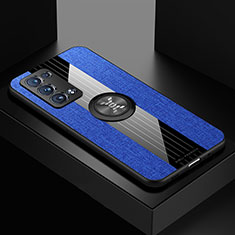 Funda Silicona Carcasa Ultrafina Goma con Magnetico Anillo de dedo Soporte X01L para Oppo Reno6 Pro+ Plus 5G Azul
