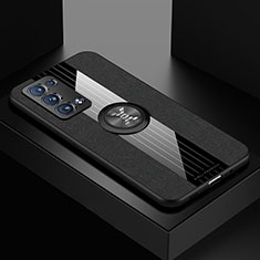 Funda Silicona Carcasa Ultrafina Goma con Magnetico Anillo de dedo Soporte X01L para Oppo Reno6 Pro+ Plus 5G Negro