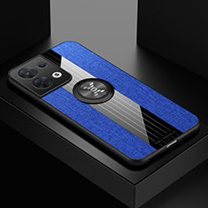 Funda Silicona Carcasa Ultrafina Goma con Magnetico Anillo de dedo Soporte X01L para Oppo Reno9 Pro+ Plus 5G Azul