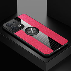 Funda Silicona Carcasa Ultrafina Goma con Magnetico Anillo de dedo Soporte X01L para Oppo Reno9 Pro+ Plus 5G Rojo