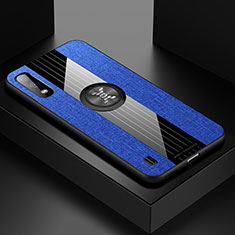 Funda Silicona Carcasa Ultrafina Goma con Magnetico Anillo de dedo Soporte X01L para Samsung Galaxy A01 SM-A015 Azul