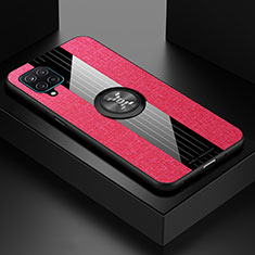 Funda Silicona Carcasa Ultrafina Goma con Magnetico Anillo de dedo Soporte X01L para Samsung Galaxy A12 Nacho Rojo