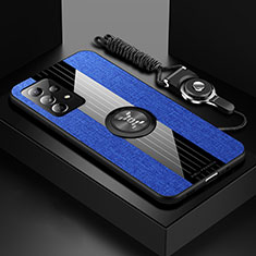 Funda Silicona Carcasa Ultrafina Goma con Magnetico Anillo de dedo Soporte X01L para Samsung Galaxy A23 5G Azul