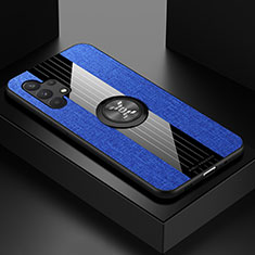Funda Silicona Carcasa Ultrafina Goma con Magnetico Anillo de dedo Soporte X01L para Samsung Galaxy A32 5G Azul