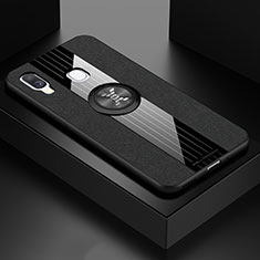 Funda Silicona Carcasa Ultrafina Goma con Magnetico Anillo de dedo Soporte X01L para Samsung Galaxy A40 Negro