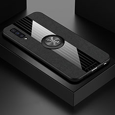 Funda Silicona Carcasa Ultrafina Goma con Magnetico Anillo de dedo Soporte X01L para Samsung Galaxy A50S Negro