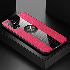 Funda Silicona Carcasa Ultrafina Goma con Magnetico Anillo de dedo Soporte X01L para Samsung Galaxy A51 5G Rojo