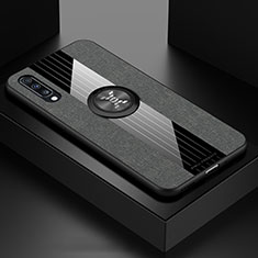 Funda Silicona Carcasa Ultrafina Goma con Magnetico Anillo de dedo Soporte X01L para Samsung Galaxy A70S Gris