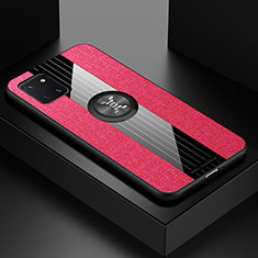 Funda Silicona Carcasa Ultrafina Goma con Magnetico Anillo de dedo Soporte X01L para Samsung Galaxy A81 Rojo